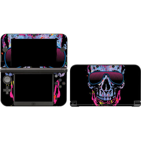 Liquid Blue Neon Skull with Glasses Nintendo Skins