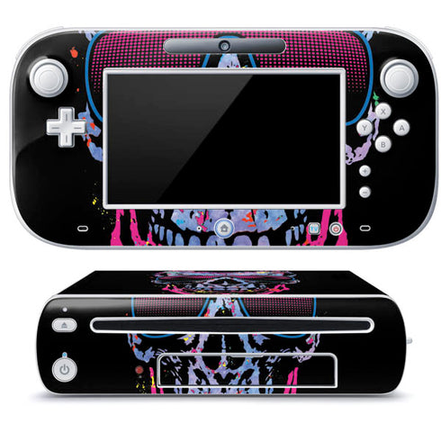 Liquid Blue Neon Skull with Glasses Wii U (Console + 1 Controller) Skin