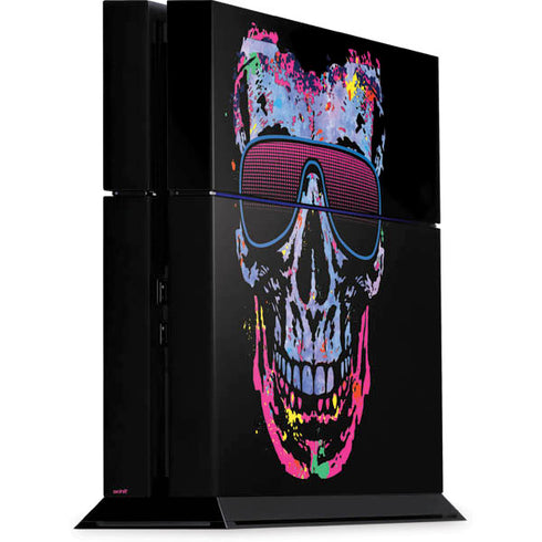 Liquid Blue Neon Skull with Glasses PlayStation PS4 Skins