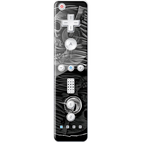 Liquid Blue Yin Yang Music Skulls Wii Remote Controller Skin