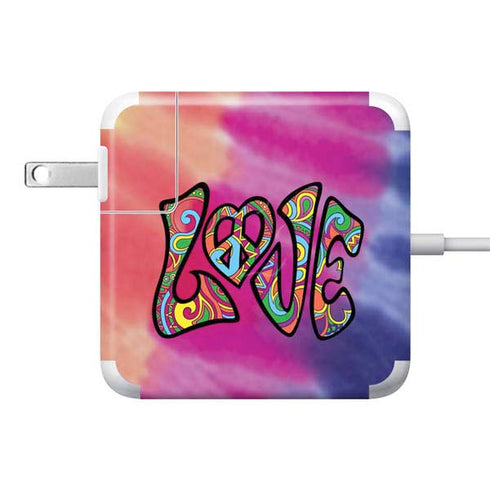 Liquid Blue Tie Dye Peace & Love 85W Power Adapter (15 and 17 inch MacBook Pro Charger) Skin