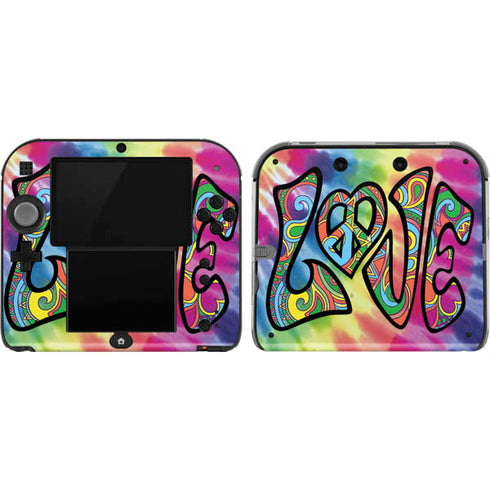 Liquid Blue Tie Dye Peace & Love Nintendo 2DS Skin