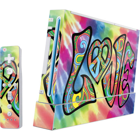 Liquid Blue Tie Dye Peace & Love Wii (Includes 1 Controller) Skin