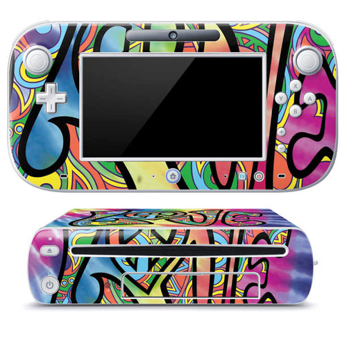 Liquid Blue Tie Dye Peace & Love Wii U (Console + 1 Controller) Skin