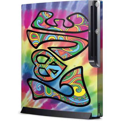 Liquid Blue Tie Dye Peace & Love Playstation 3 & PS3 Slim Skin