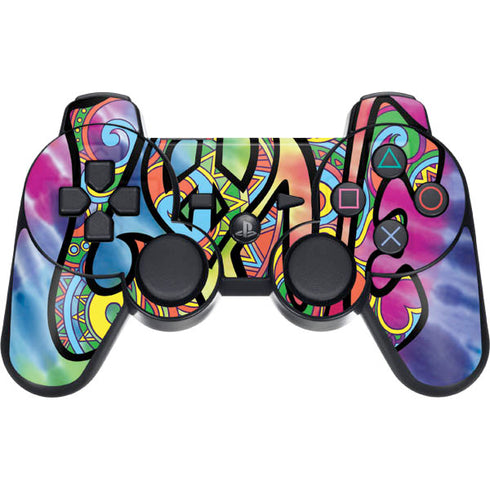 Liquid Blue Tie Dye Peace & Love PS3 Dual Shock wireless controller Skin