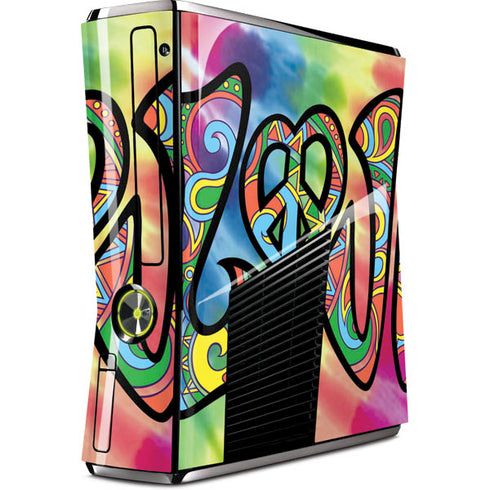 Liquid Blue Tie Dye Peace & Love Xbox 360 Slim (2010) Skin