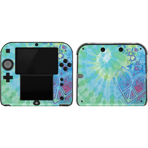 Liquid Blue Tie Dye Peace Heart Nintendo 2DS Skin