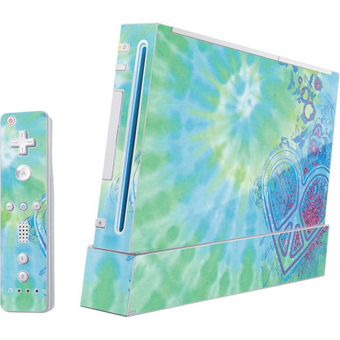 Liquid Blue Tie Dye Peace Heart Wii (Includes 1 Controller) Skin