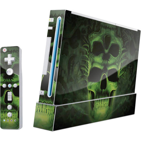 Liquid Blue Green Skulls Wii (Includes 1 Controller) Skin