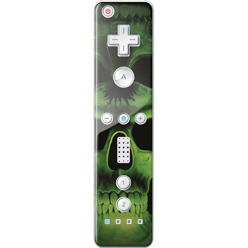 Liquid Blue Green Skulls Wii Remote Controller Skin