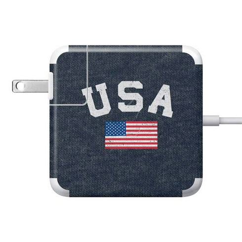 USA with American Flag 85W Power Adapter (15 and 17 inch MacBook Pro Charger) Skin