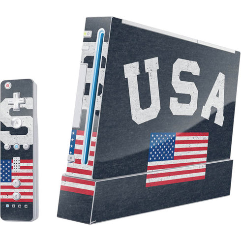 USA with American Flag Wii (Includes 1 Controller) Skin