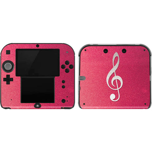 Pink Glitter Music Note Nintendo 2DS Skin