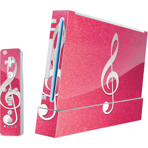 Pink Glitter Music Note Wii (Includes 1 Controller) Skin