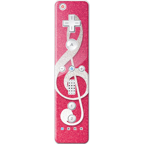 Pink Glitter Music Note Wii Remote Controller Skin