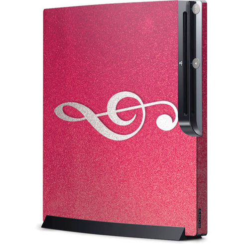 Pink Glitter Music Note Playstation 3 & PS3 Slim Skin
