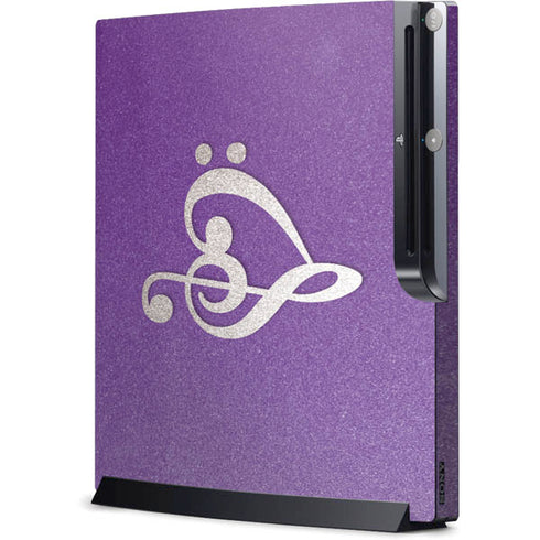 Purple Glitter Musical Heart Playstation 3 & PS3 Slim Skin