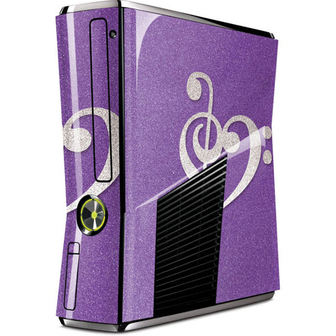Purple Glitter Musical Heart Xbox 360 Slim (2010) Skin