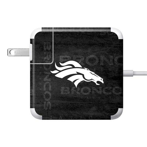 NFL Denver Broncos Black & White 85W Power Adapter (15 and 17 inch MacBook Pro Charger) Skin