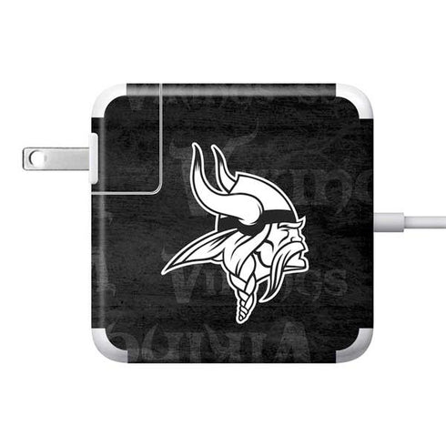 NFL Minnesota Vikings Black & White 85W Power Adapter (15 and 17 inch MacBook Pro Charger) Skin