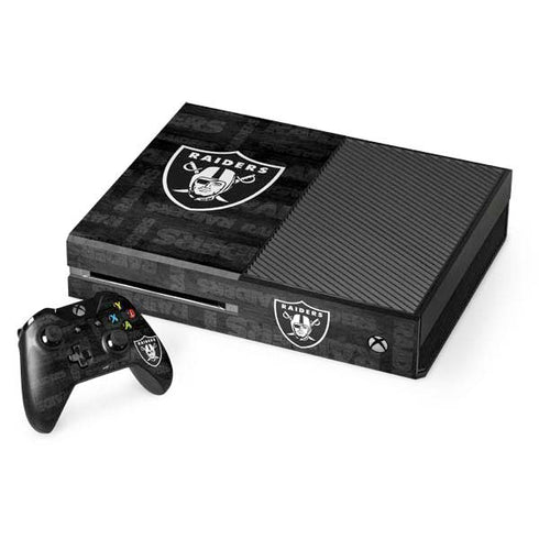 NFL Las Vegas Raiders Black & White Xbox One Console and Controller Bundle Skin