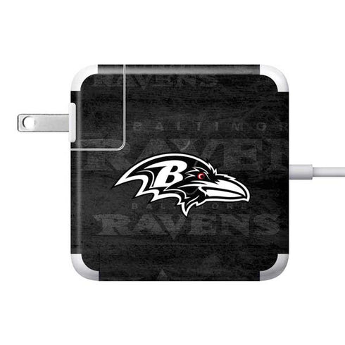 NFL Baltimore Ravens Black & White 85W Power Adapter (15 and 17 inch MacBook Pro Charger) Skin