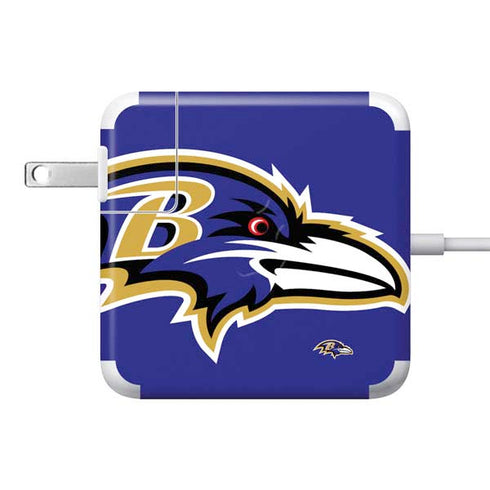 NFL Baltimore Ravens Large Logo 85W Power Adapter (15 and 17 inch MacBook Pro Charger) Skin
