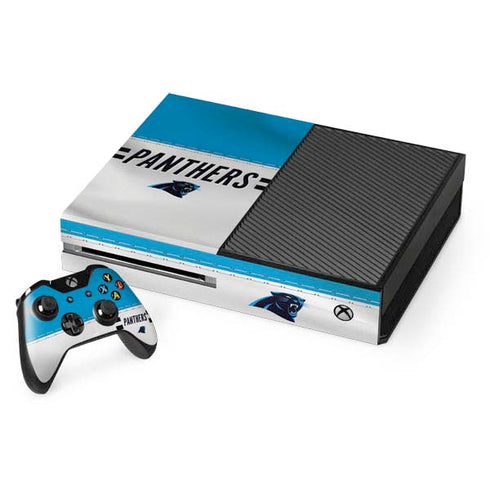 NFL Carolina Panthers White Striped Xbox One Console and Controller Bundle Skin