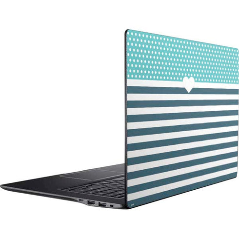 Polka Dots and Stripes Heart in Blue Ativ Book 9 (15.6in 2014) Skin