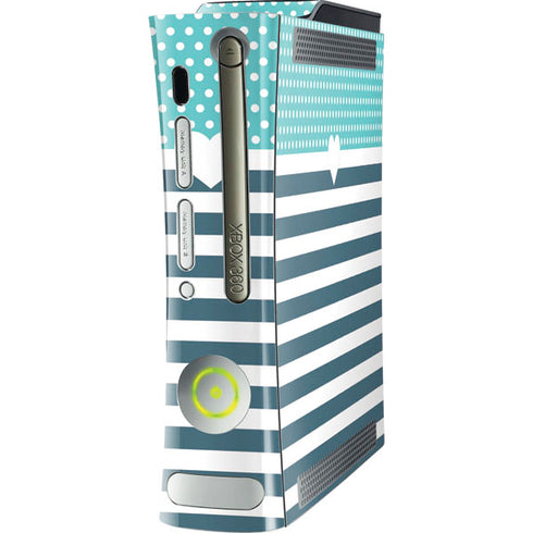 Polka Dots and Stripes Heart in Blue Xbox 360 (Includes HDD) Skin