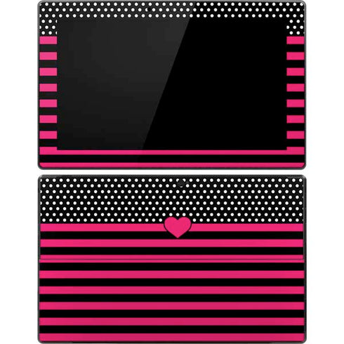 Polka Dots and Stripes Heart in Pink Surface Pro Tablet Skin