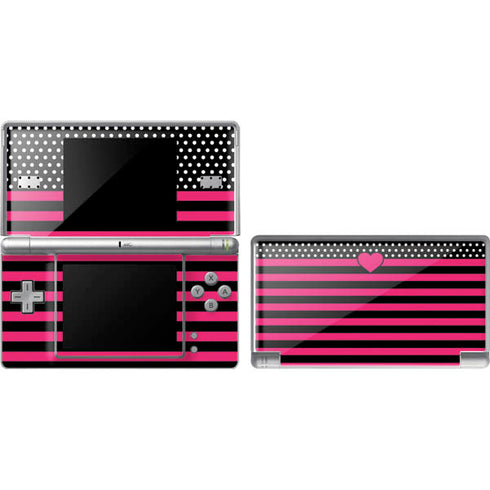 Polka Dots and Stripes Heart in Pink DS Lite Skin