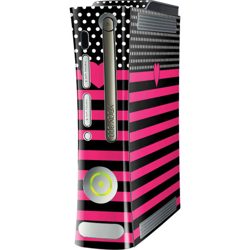 Polka Dots and Stripes Heart in Pink Xbox 360 (Includes HDD) Skin