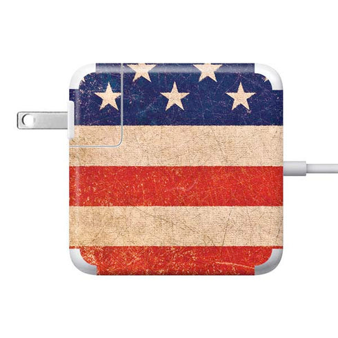 Distressed American Flag 85W Power Adapter (15 and 17 inch MacBook Pro Charger) Skin