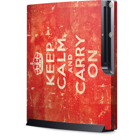 Keep Calm and Carry On Distressed Playstation 3 & PS3 Slim Skin