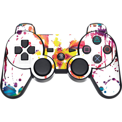 Chromatic Splatter White PS3 Dual Shock wireless controller Skin