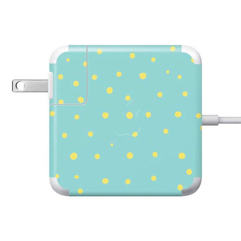 Teal and Yellow Polka Dots 85W Power Adapter (15 and 17 inch MacBook Pro Charger) Skin