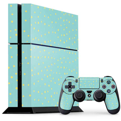 Teal and Yellow Polka Dots PlayStation PS4 Skins