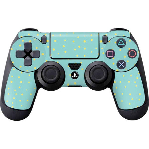 Teal and Yellow Polka Dots PlayStation PS4 Skins