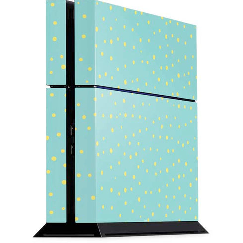 Teal and Yellow Polka Dots PlayStation PS4 Skins