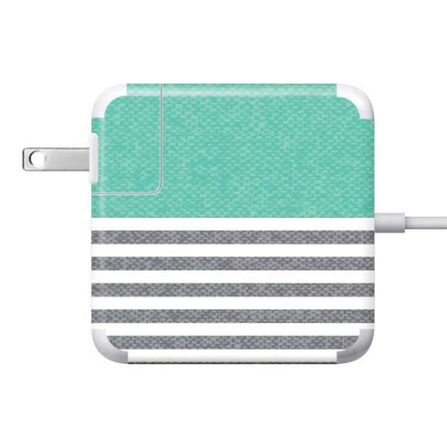 Teal and Grey Stripes 85W Power Adapter (15 and 17 inch MacBook Pro Charger) Skin