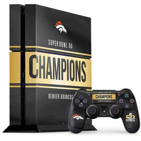 NFL Denver Broncos Super Bowl 50 Champions Black PS4 Console and Controller Bundle Skin