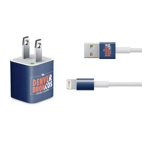 NFL Denver Broncos Super Bowl 50 Champions Bold iPhone Charger (5W USB) Skin
