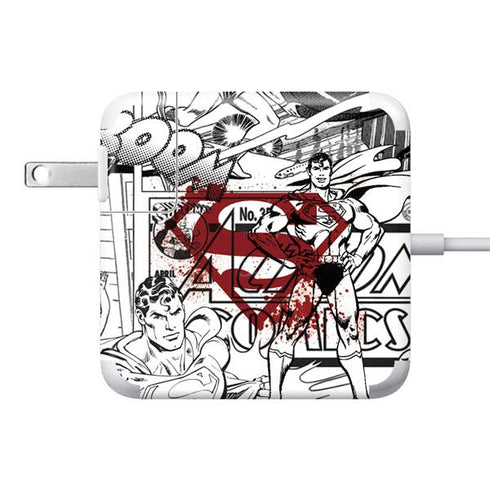 DC Comics Superman Comic Pattern Logo in Red 85W Power Adapter (15 and 17 inch MacBook Pro Charger) Skin