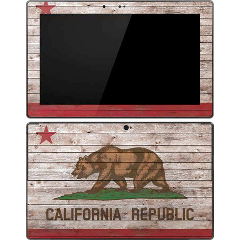 California Flag Dark Wood Surface Pro Tablet Skin