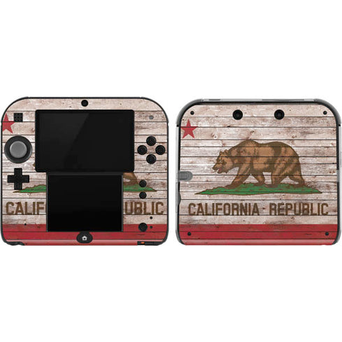 California Flag Dark Wood Nintendo 2DS Skin