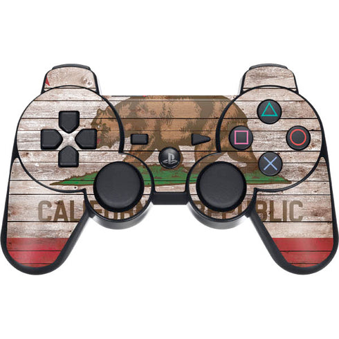California Flag Dark Wood PS3 Dual Shock wireless controller Skin