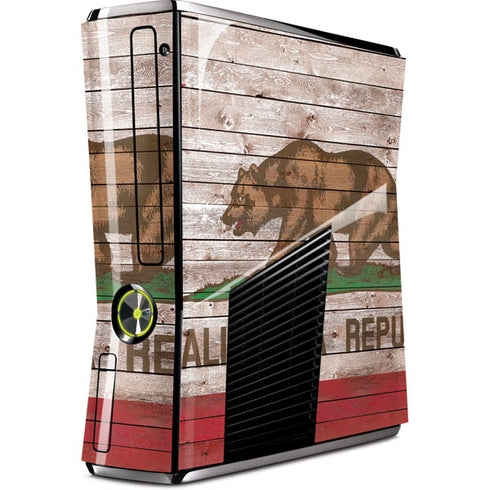 California Flag Dark Wood Xbox 360 Slim (2010) Skin