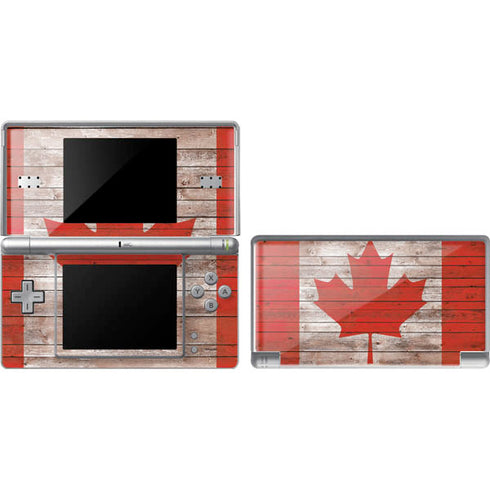 Canadian Flag Dark Wood Nintendo Skins